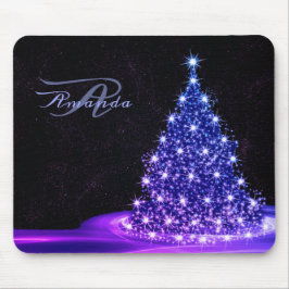 Kerst Monogram Roze Blauw Winter Zwart Rustiek Muismat