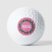 Kerst Monogram Roze Golf Ball Golfballen (Voorkant)