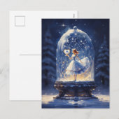 Kerst Monogram Schattige Sneeuw Wereldbol Feestdagenkaart (Voorkant / Achterkant)