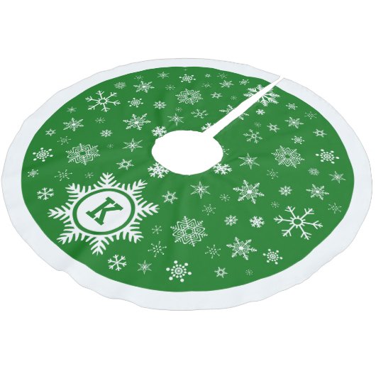 Kerst Monogram Snowflake Tree Rok - groen Kerstboom Rok (Gekanteld)