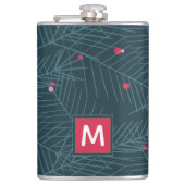 Kerst Monogram Spruce Green gepersonaliseerd cadea Heupfles (Voorkant)