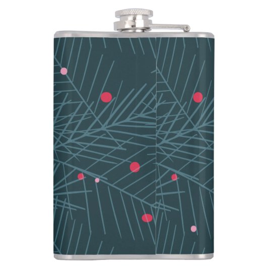 Kerst Monogram Spruce Green gepersonaliseerd cadea Heupfles (Achterkant)