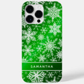 Kerst Monogrammed Groen Wit Sneeuwvlokken Case-Mate iPhone Case (Achterkant)