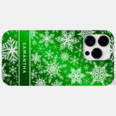 Kerst Monogrammed Groen Wit Sneeuwvlokken Case-Mate iPhone Case (Achterkant (horizontaal))