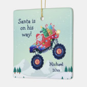 Kerst Monster Truck Kerstman Naam en Jaar Keramisch Ornament (Links)