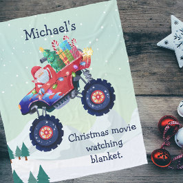 Kerst Monster Truck Santa Film Kijken Fleece Deken