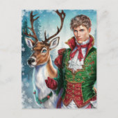 Kerst Mooi blond man en een rendier Briefkaart (Voorkant)