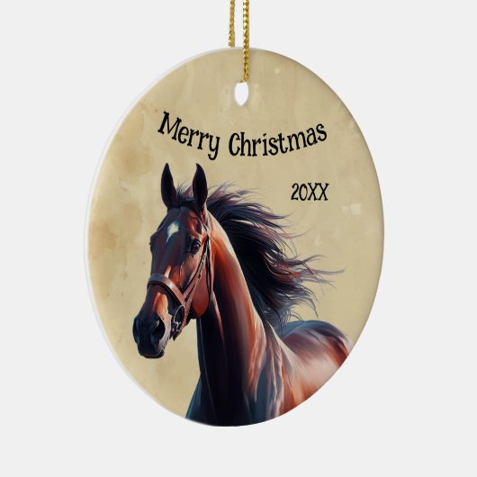 Kerst Mooi Bruin Paard Keramisch Ornament (Rechts)