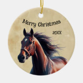 Kerst Mooi Bruin Paard Keramisch Ornament (Voorkant)
