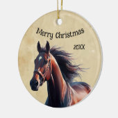Kerst Mooi Bruin Paard Keramisch Ornament (Links)
