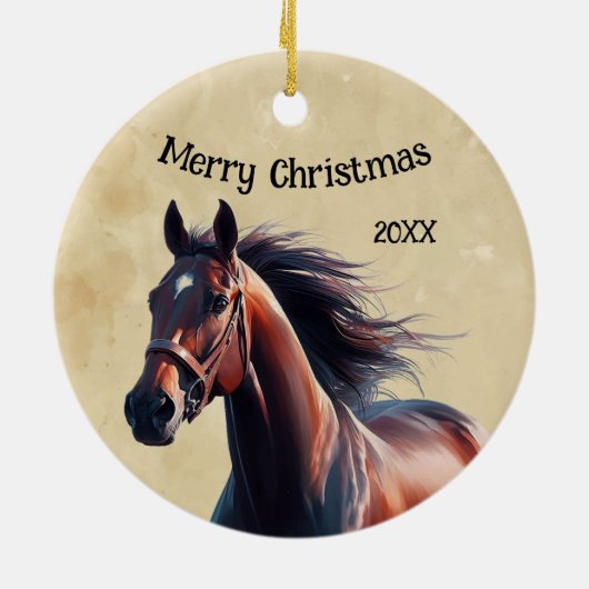 Kerst Mooi Bruin Paard Keramisch Ornament (Achterkant)