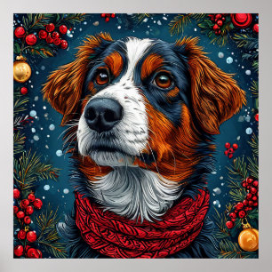 Kerst Mooie Hond Festieve Winter Vakantie Poster