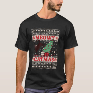 Kerst Mooie Kat Springt Uit Boom Kerstmis Meowy Ca T-shirt