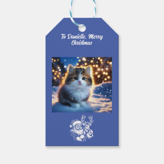 Kerst Mooie Kitten Cadeaulabel (Voorkant)