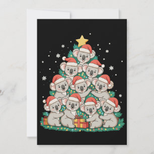 Kerst Mooie Koala Boom Grappig Kerstfeest Vakantie Feestdagenkaart