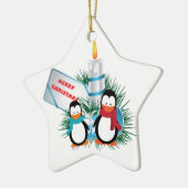 Kerst Mooie Pinguïns En Kaars aangepaste ornament (Links)