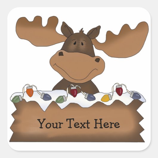 Kerst Moose (aanpasbaar) Vierkante Sticker (Voorkant)