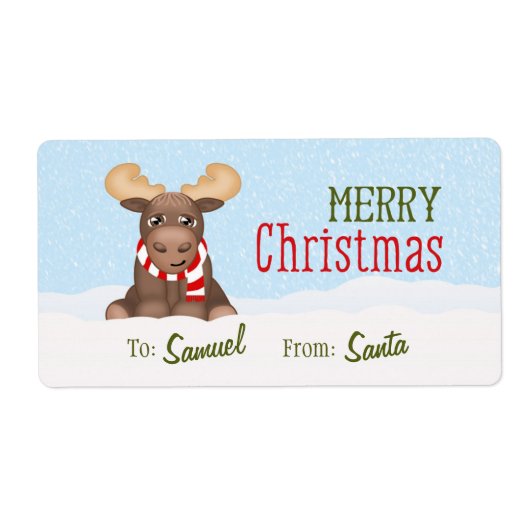Kerst Moose gepersonaliseerde cadeau Labels / labe (Voorkant)