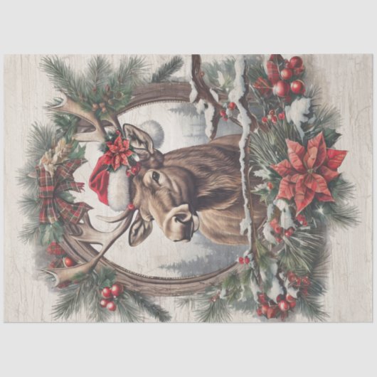 Kerst Moose  Krans Pine Cone Decoupage Tissuepapier (Voorkant)