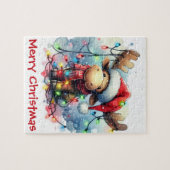 Kerst Moose Puzzel Legpuzzel (Horizontaal)