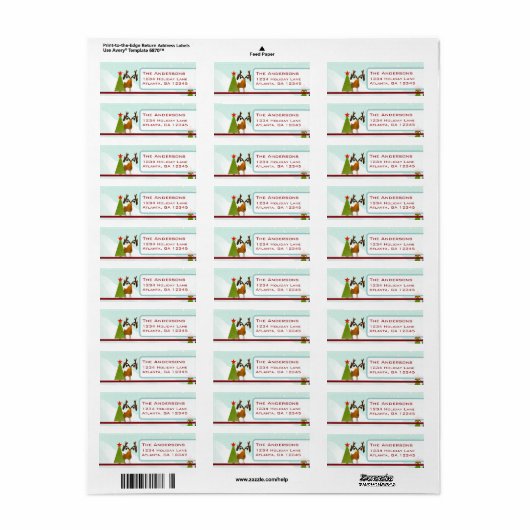 Kerst Moose Retouradres Etiket (Full Sheet)