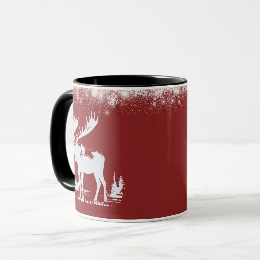 Kerst Moose - rode kleur Mok (Voorkant links)