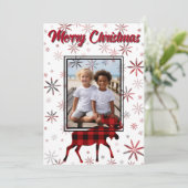 Kerst Moose rode plaids sneeuwvlokken gepersonalis Feestdagenkaart (Staand voorkant)