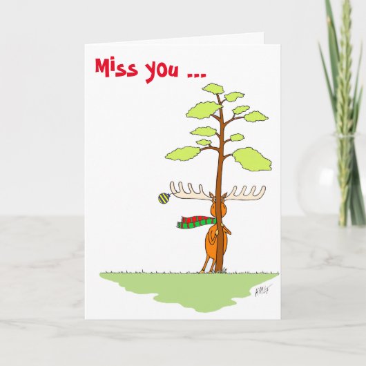 Kerst: Moose (Shy) Feestdagen Kaart (Voorkant)