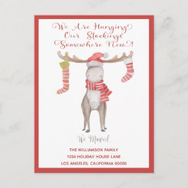 Kerst Moose We hebben verhuisd vakantie verhuizen Aankondigingskaart