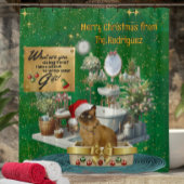 Kerst Mopcat in Katheterbak Douchegordijn