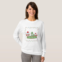 Kerst Moppen Sneeuwmannen Licht Frame T-shirt