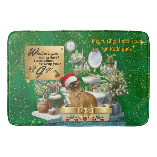 Kerst Moppige Kat in Katheterbak Badmat (Voorkant)