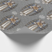 Kerst Morris Angel Sneeuwvlokken Staal Grijs Cadeaupapier (Hoek)