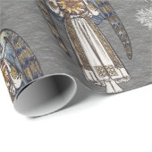 Kerst Morris Angel Sneeuwvlokken Staal Grijs Cadeaupapier (Rol Hoek)