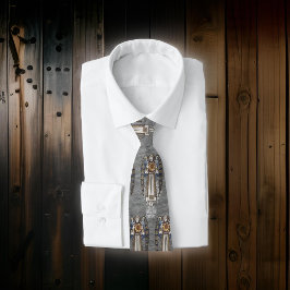 Kerst Morris Angel Sneeuwvlokken Staal Grijs Stropdas