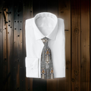 Kerst Morris Angel Sneeuwvlokken Staal Grijs Stropdas