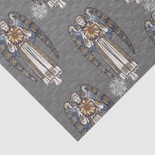 Kerst Morris Angel Sneeuwvlokken Staal Grijs Tissuepapier (Detail)