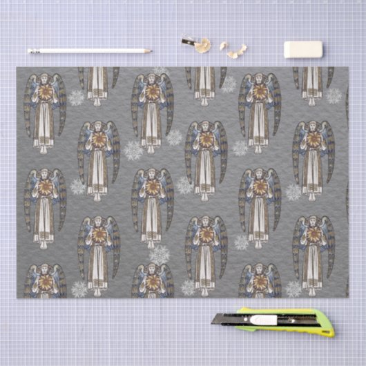 Kerst Morris Angel Sneeuwvlokken Staal Grijs Tissuepapier (Craft)