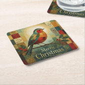 Kerst Mosaic Robin Vogel Hulst Bes  Kartonnen Onderzetters (Schuin)