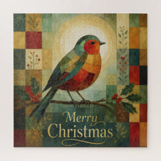 Kerst Mosaic Roodborst Vogel Hulst Bes Legpuzzel