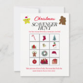 Kerst Motief Scavenger Hunt Game Kaart (Voorkant)