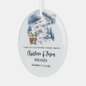 Kerst Mountain Skiën Sneeuwpaar Verloving Glas Ornament (Voorkant links)