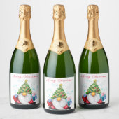 Kerst Mousserende Wijn Label Gnome met Gift Sparkling Wijnetiket (Flessen)