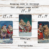 Kerst Mr & Mrs Hippo Decoupage Inpakpapier Vel
