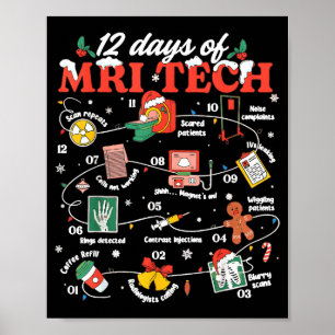 Kerst Mri Tech 12 dagen Mri-technicus Nieuwe M Poster
