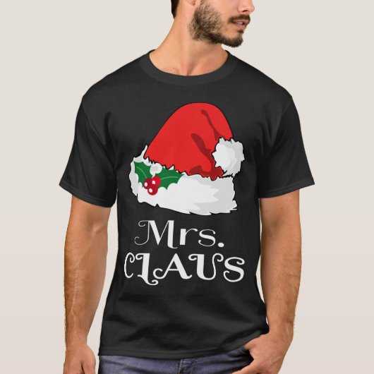 Kerst Mrs Claus Matching Pyjama Santa Hat X-m T-shirt (Voorkant)
