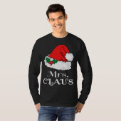 Kerst Mrs Claus Matching Pyjama Santa Hat X-m T-shirt (Voorkant volledig)