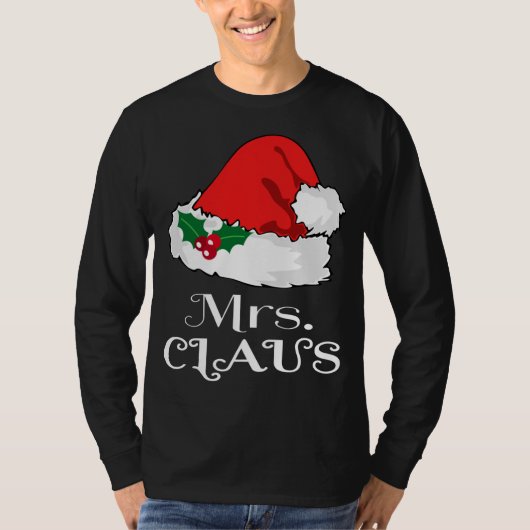 Kerst Mrs Claus Matching Pyjama Santa Hat X-m T-shirt (Voorkant)
