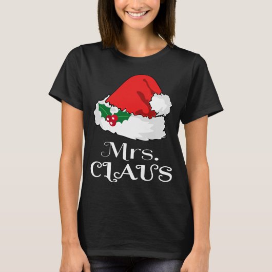 Kerst Mrs Claus Matching Pyjama Santa Hat X-m T-shirt (Voorkant)