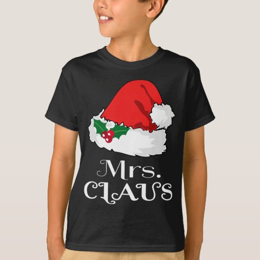Kerst Mrs Claus Matching Pyjama Santa Hat X-m T-shirt (Voorkant)